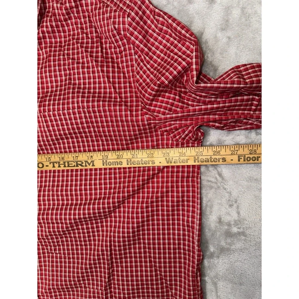 Eddie Bauer‎ Mens Shirt L Red Plaid Wrinkle Resistant Button Down Chest Pocket